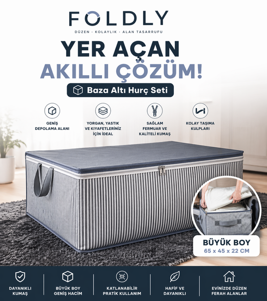 Foldly Büyük Boy Baza Altı Hurç Seti – Yer Açan Akıllı Düzen Çözümü