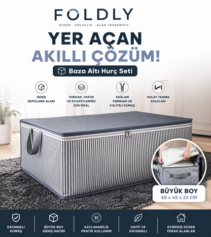 Foldly Büyük Boy Baza Altı Hurç Seti – Yer Açan Akıllı Düzen Çözümü